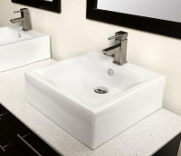 White Porcelain Sink Above Counter  18 x 18