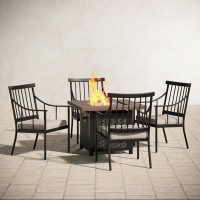 Lark Manor 5 Pieces Patio Dining Set With Wood Like Fire Pit