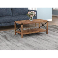 Laurel Foundry Modern Farmhouse Spates Coffee Table-39Inch Long/Brown Reclaimed Wood With X Metal Sides For Living Room