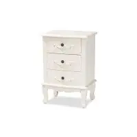 Lefancy.net Lefancy  Callen Classic and Traditional Brushed Silver Finished Wood 3-Drawer End Table