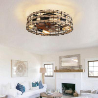 HELYIVLE Cage Ceiling Fan Light Without Bulb