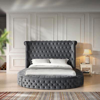 House of Hampton House of Hampton® Elizabeth Upholstered Round Storage King Bed In Grey