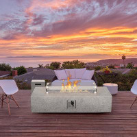 Latitude Run® 12" H x 56" W Concrete Propane Outdoor Fire Pit Table