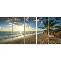 Made in Canada - Design Art 'Beautiful Caribbean Vacation Beach' 5 Piece Photographic Print on Wrapped Canvas Set