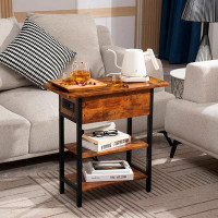 Yoobure Yoobure End Table With Charging Station, Flip Top Side Table With USB Ports And Outlets, Sofa Couch Table Bedsid