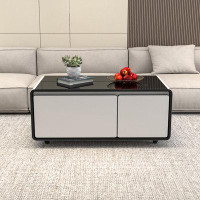 Tryimagine Modern Smart Coffee Table With Built In Fridge, Outlet Protection,Wireless Charging