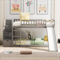 Harriet Bee Stairway Twin Over Twin Bunk Bed With Two Drawers And Slide