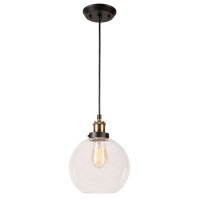 Latitude Run® Aspen Creative Adjustable 1 Light Indoor Pendant Light, Clear Glass / Antique Bronze W/ Warm Brass Finish,