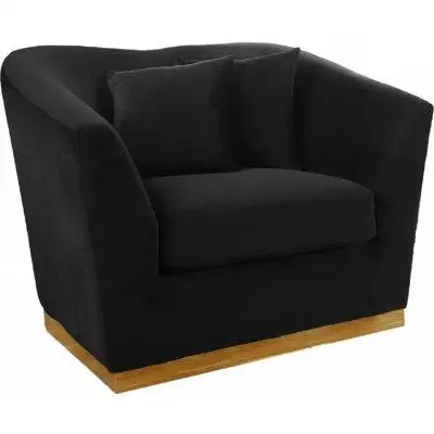 Tree Line Furniture Zelda Velvet Accent Chair In Black, Gold Stainless Steel Base