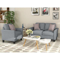 Red Barrel Studio Living Room Furniture Armrest Single Chair And Loveseat Sofa (black)