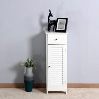 Latitude Run® Bathroom Floor Cabinet Storage Organizer Set With Drawer And Single Shutter Door Wooden