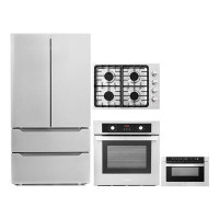 Cosmo 4 Piece Kitchen Package 30" Gas Cooktop 24" Single Electric Wall Oven 24" Built-in Microwave Drawer & Energy Star