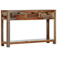 Millwood Pines Console Table with 3 Drawers 47.2"x11.8"x29.5" Solid Sheesham Wood