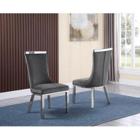Mercer41 Felizardo Upholstered Side Chair in Dark Grey
