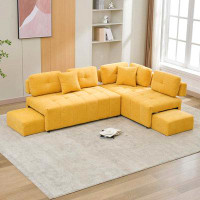 Latitude Run® L-shaped Sofa Sectional Sofa Couch with 2 Stools and 2 Lumbar Pillows