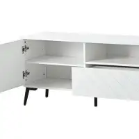 Latitude Run® Minimalist TV stand with two cabinets and one drawer on metal legs