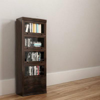 YONGHE JIAJIE TECHNOLOGY INC Brown Bookcase Household Storage Cabinet Simple Modern Bookcase Combination With Glass Door
