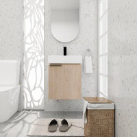 Hokku Designs Geting 17.34'' Wall Mounted Single Bathroom Vanity with Ceramic Vanity Top