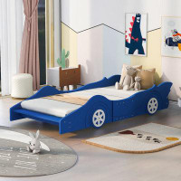 Zoomie Kids Adalayah Car-Shaped Platform Bed with Wheels, bed frame