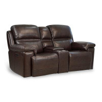 Audiohome Top Grain Leather Power Reclining Loveseat