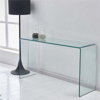 Brayden Studio Transparent Tempered  Glass Console Table With Rounded Edges Desks