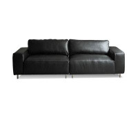 Crafts Design Trade 86.61" Black Genuine Leather Modular Sofa cushion couch