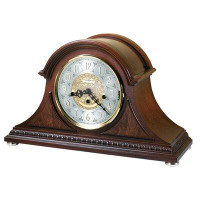 Howard Miller® Barrett Chiming Key-Wound Mantle Clocks Traditional Analogue Brass Kieninger Tabletop Clock in Cherry