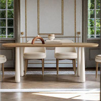 ULTORU 55.12" Oval Burlywood Solid Wood Dining Table