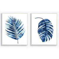 Bay Isle Home™ 'Palm Frond Plant Duo' 2 Piece Watercolor Painting Print Set