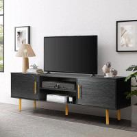 Mercer41 Mercer41 TV Stand For 55 60 Inch TV, TV Console Table With Two Storage Cabinet And Open Shelf, Media Console, E