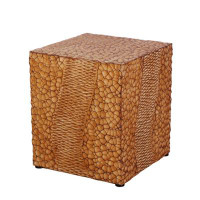 Dakota Fields Cathlin Faux Wood Stump Outdoor Side Table: Rustic Accent, Coffee & End Table, Square Shape