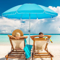 Arlmont & Co. 7FT Beach Umbrella With Sand Anchor, SPF60+ Portable Sunshade Umbrella With Tilt Mechanism, Air Vents Desi