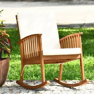 Rosecliff Heights Chaise berçante de jardin avec coussins outdoor Zehr
