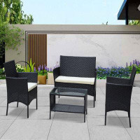 Winston Porter Natural Style Furniture Set With Three Rattan Sofas And Chairs And A Coffee Table For Outdoor And Backyar