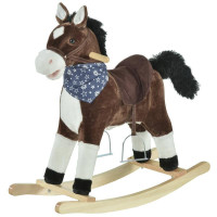 KIDS PLUSH RIDE-ON ROCKING HORSE TOY COWBOY ROCKER WITH FUN REALISTIC SOUNDS FOR CHILD 3-6 YEARS OLD