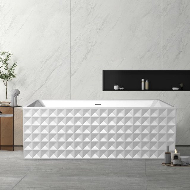 Cube 67 Inch Acrylic Soaker bathtub - Stylish 3D Emboss Design:  JBQ in Plumbing, Sinks, Toilets & Showers