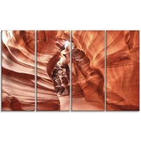 Made in Canada - Design Art 'Antelope Canyon High Structures' 4 Piece Wrapped Canvas Photographic Print Set on Canvas