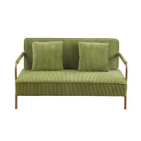 Latitude Run® Modern Pleated Velvet Loveseat Sofa, 56"W 2 Seater Upholstered Sofa, Mid Century Sofa Couch With 2 Pillows