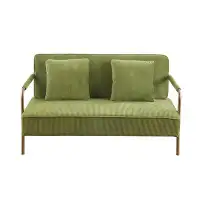 Latitude Run® Modern Pleated Velvet Loveseat Sofa, 56"W 2 Seater Upholstered Sofa, Mid Century Sofa Couch With 2 Pillows