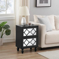 Rubbermaid Modern Versatile 2-Drawer Nightstand, 2 Tiers Storage Shelves With Dresser, Bedside Table End Table With Mirr