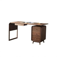 Recon Furniture 62.99" Brown Rectangular Solid Wood Desk,4-drawer include a keyboard tray