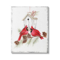 Winston Porter Cardinals & Snowy Birdhouse Canvas Wall Art by Emma Leach