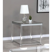 Ivy Bronx Hedelman Square End Table with Bottom Shelf in Clear