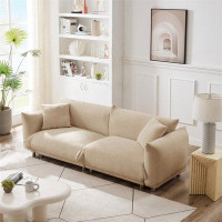 Latitude Run® A Lovable, Fat, Bread-Like Sofa With 2 Pillows And Metal Feet With Anti-Skid Pads