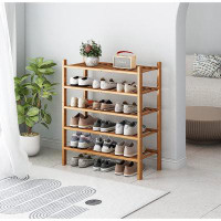 Rebrilliant 5-tier Free Standing Shoe Racks, Stackable | Beautiful | Natural | Functional | Sturdy, Bamboo Shoe Rack For