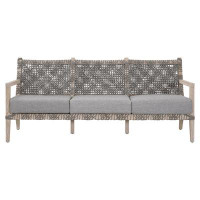 Corrigan Studio Lariyah 77" Wide Outdoor Teak Patio Sofa with Cushions