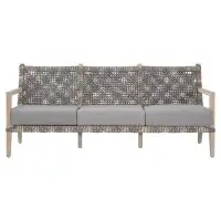 Corrigan Studio Lariyah 77" Wide Outdoor Teak Patio Sofa with Cushions