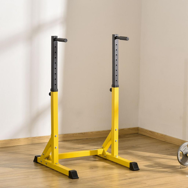 Dip Station 32.9" L x 28.1" W x 37.8"-49.6" H Yellow in Exercise Equipment