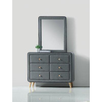 Corrigan Studio Cleitus 6 Drawer Double Dresser with Mirror