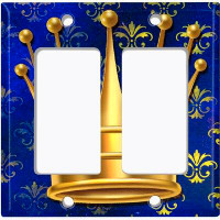 WorldAcc Metal Light Switch Plate Outlet Cover (Queen Crown Royal Blue - Double Rocker)